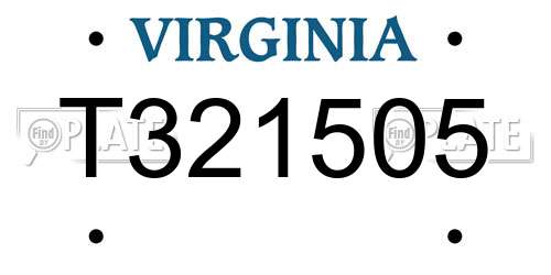 T321505 Virginia License Plate