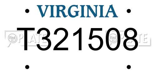 T321508 Virginia License Plate