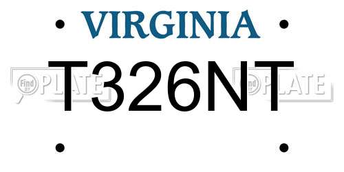 T326NT Virginia License Plate