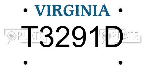 T3291D Virginia License Plate