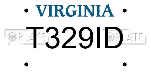 T329ID Virginia License Plate