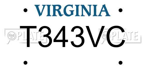 T343VC Virginia License Plate