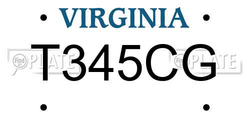 T345CG Virginia License Plate