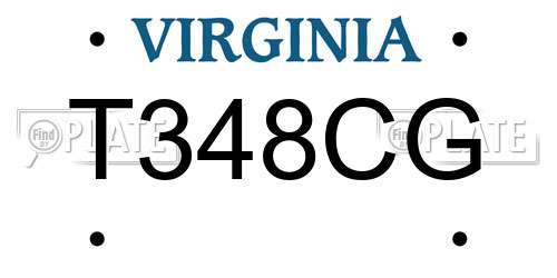 T348CG Virginia License Plate
