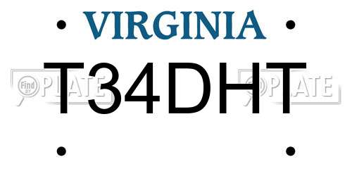 T34DHT Virginia License Plate