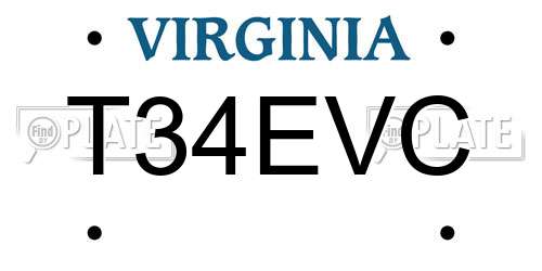 T34EVC Virginia License Plate