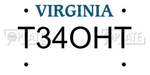 T34OHT Virginia License Plate