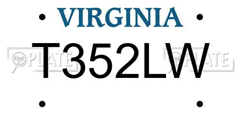 T352LW Virginia License Plate