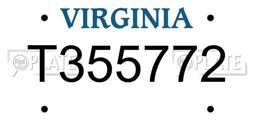 T355772 Virginia License Plate
