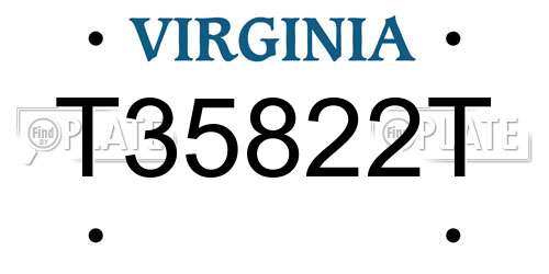T35822T Virginia License Plate