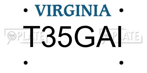 T35GAI Virginia License Plate