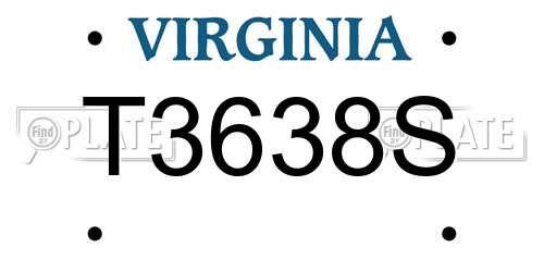 T3638S Virginia License Plate