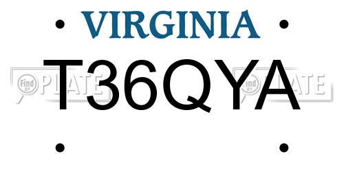 T36QYA Virginia License Plate