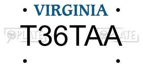 T36TAA Virginia License Plate