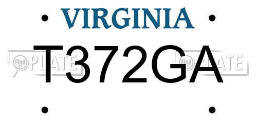 T372GA Virginia License Plate