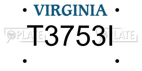 T3753I Virginia License Plate