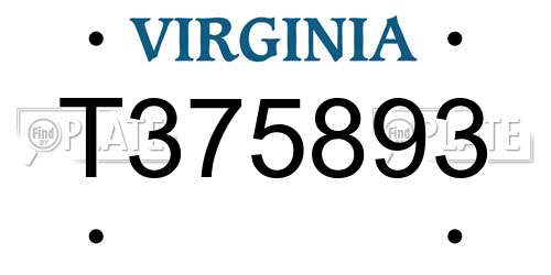 T375893 Virginia License Plate