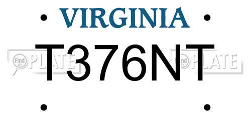 T376NT Virginia License Plate