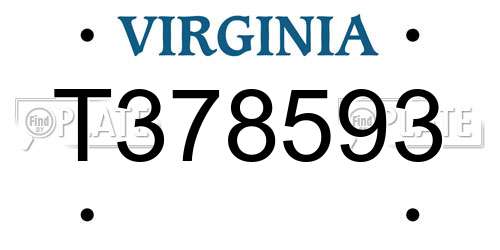 T378593 Virginia License Plate