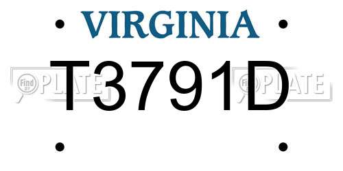 T3791D Virginia License Plate