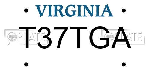 T37TGA Virginia License Plate
