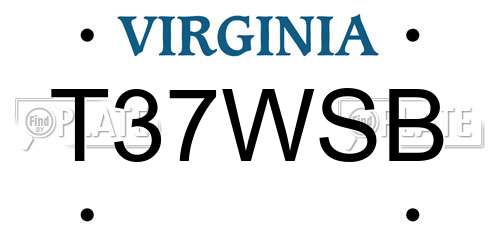 T37WSB Virginia License Plate