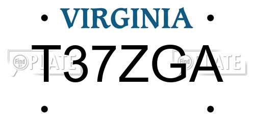 T37ZGA Virginia License Plate