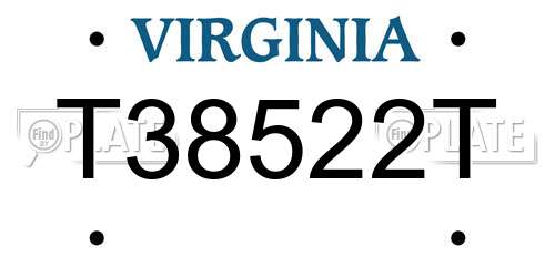 T38522T Virginia License Plate