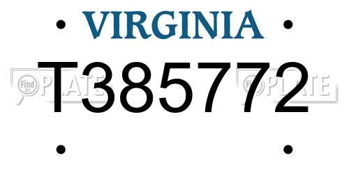 T385772 Virginia License Plate