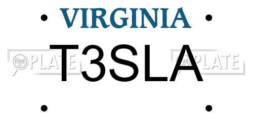 T3SLA Virginia License Plate