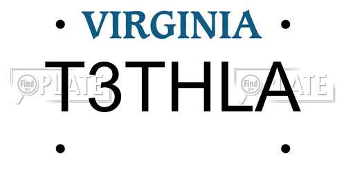 T3THLA Virginia License Plate