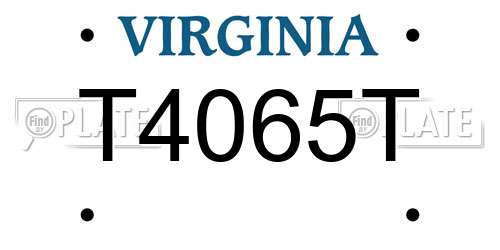 T4065T Virginia License Plate