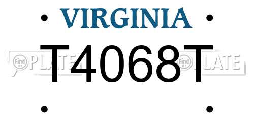 T4068T Virginia License Plate
