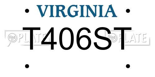 T406ST Virginia License Plate