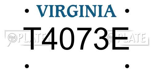 T4073E Virginia License Plate