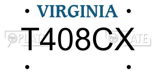 T408CX Virginia License Plate