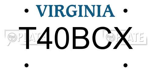 T40BCX Virginia License Plate