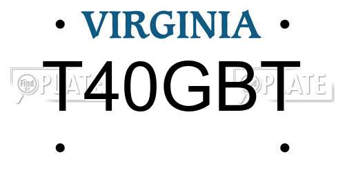 T40GBT Virginia License Plate
