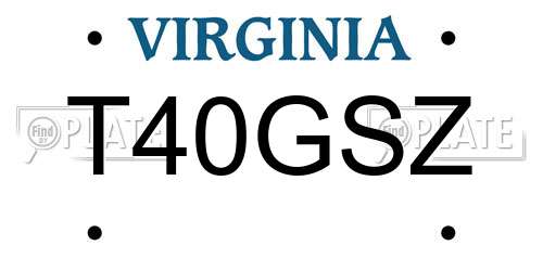 T40GSZ Virginia License Plate