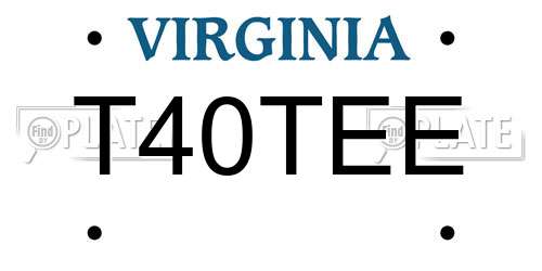 T40TEE Virginia License Plate