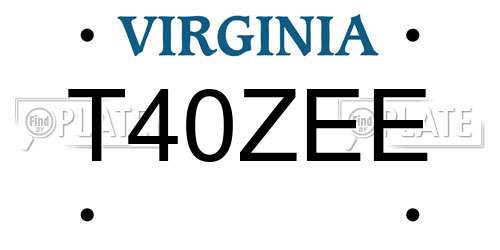 T40ZEE Virginia License Plate
