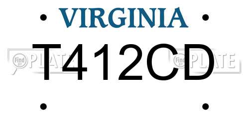 T412CD Virginia License Plate