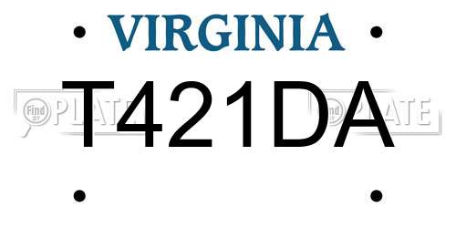 T421DA Virginia License Plate