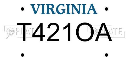T421OA Virginia License Plate