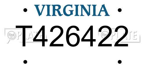 T426422 Virginia License Plate