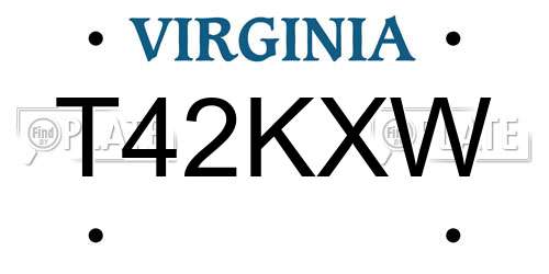 T42KXW Virginia License Plate