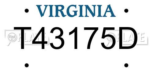 T43175D Virginia License Plate
