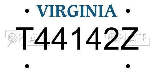 T44142Z Virginia License Plate