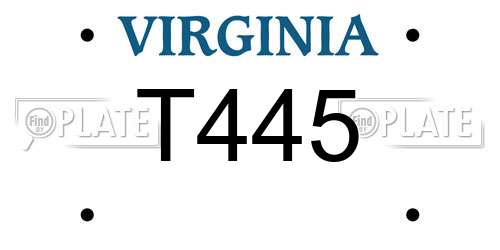 T445 Virginia License Plate