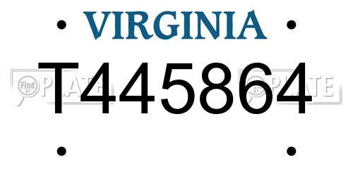 T445864 Virginia License Plate